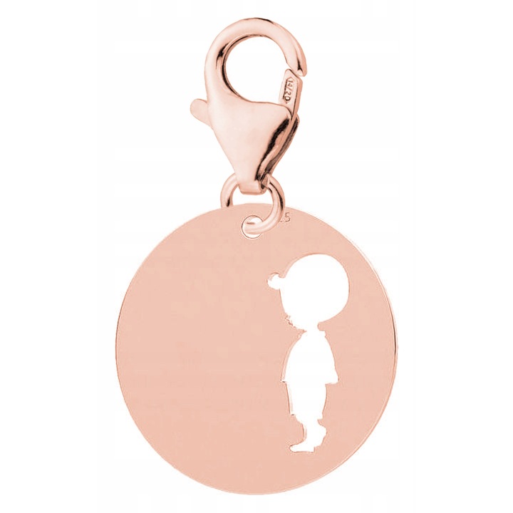 Talisman Din Argint, Larezo, Argint 925 placat cu aur roz, Idee de Cadou Perfecta, Cu Cutie Decorativa, Fara inchidere, 0.3 g, 1.6 cm, Roz