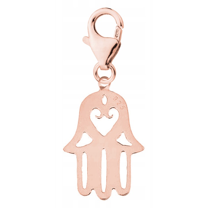 Talisman Din Argint, Larezo, Argint 925 placat cu aur roz, Idee de Cadou Perfecta, Cu Cutie Decorativa, Fara inchidere, 0.3 g, 2 cm, Roz