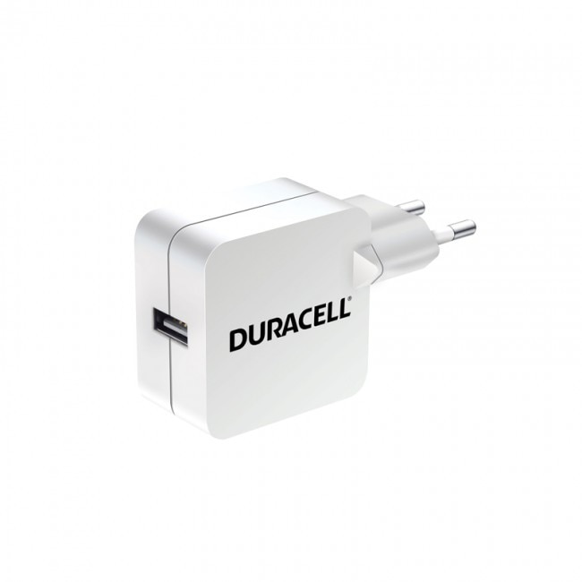 Duracell, Incarcator Universal pentru Calatorii cu un Singur Port USB, 2.4A, Alb