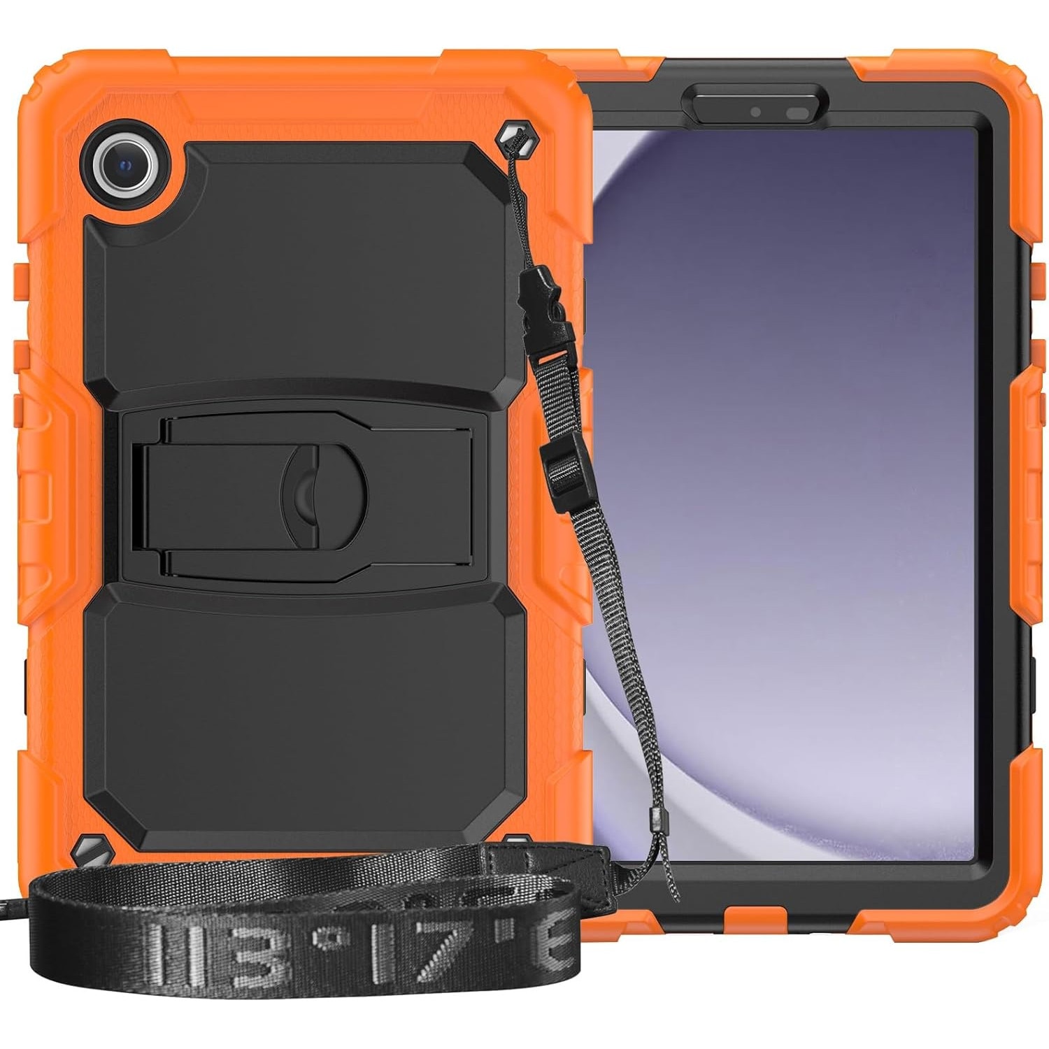 Husa Shockproof Armor pentru Samsung Galaxy Tab A7 Lite(SM-T220/T225), 8.7", Sigloo, stand Built-in, Protectie 360, Portocaliu cu negru