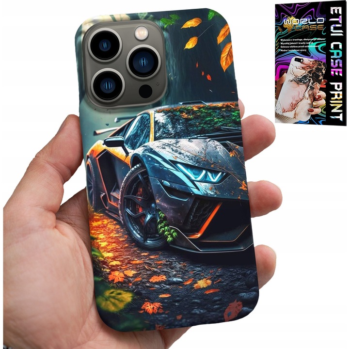 Carcasa pentru iPhone 15 Pro, World Case, design masini de lux, silicon, multicolor
