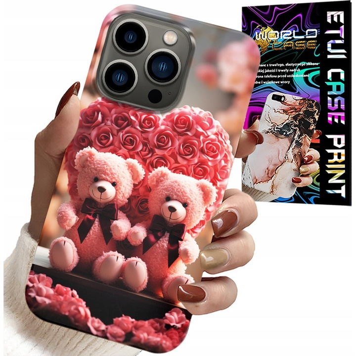 Carcasă pentru iPhone 15 Pro Max, World Case, roz, silicon, cu sticlă inclusă