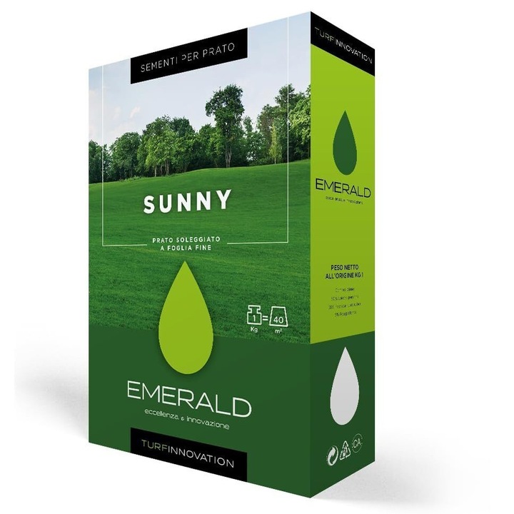 Seminte Gazon Gradinarul SUNNY pentru Soare & Seceta, 1 Kg, rezistente la trafic, verde Emerald Green Italia