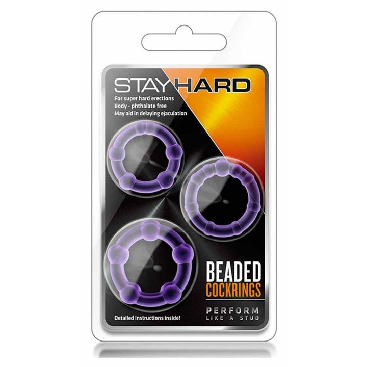 3 darab péniszgyűrű dudorokkal, LoveCherry, lila, 3, 1x3, 3x3, 8cm