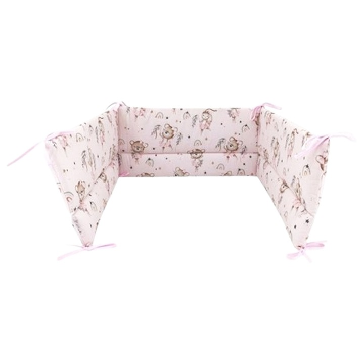 Protectie laterala pentru patut, 360 x 30 cm, MimiNu 143000-19, Roz