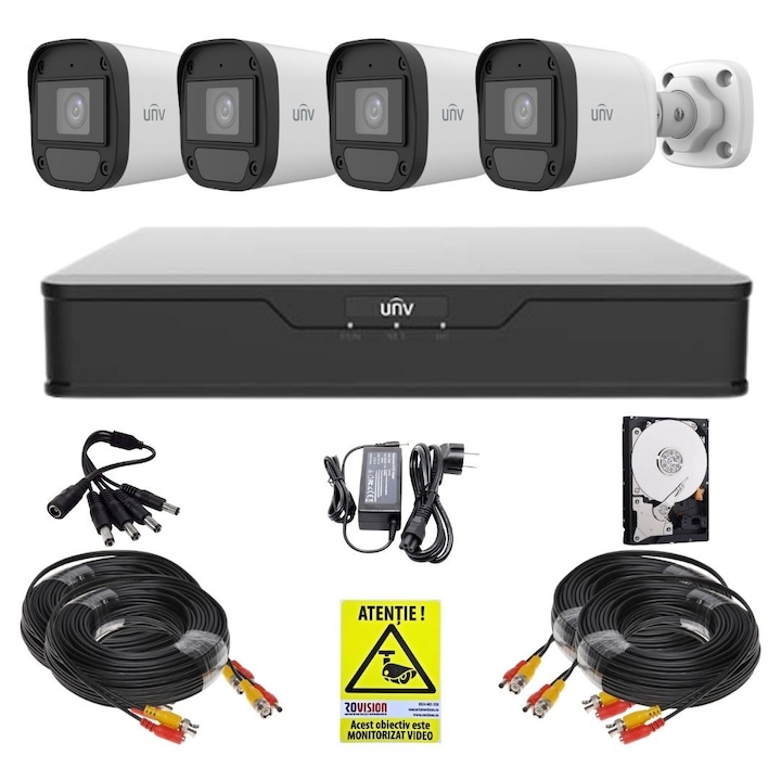 Kit supraveghere video Hikvision 5MP, cu 2 camere 5MP de exterior/interior MK280