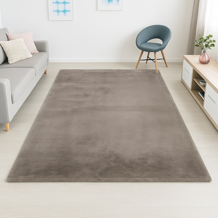 Килим 160 x 230 см Пухкава кожа Livario Softdream Taupe, Oeko сертификат, Плътност 2.5KG/m2, Дебелина 39 мм, Брой възли на m2 29000 Модерен