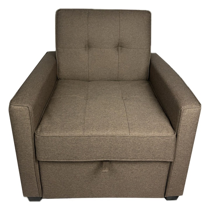 Разтегателен фотьойл Smart Living Studio Casa Confort, размери 81 x 84 x 85,5 см, текстилен плат-дамаска, дървена рамка, светлокафяв