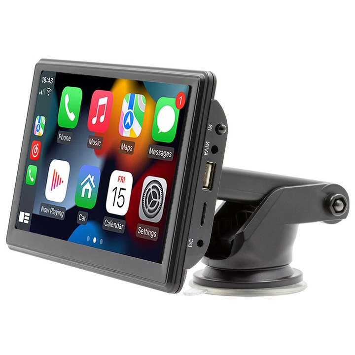 Navigatie Auto 7inch, Compatibil CarPlay/Android Auto Wireless, BT 5.1, Wi-Fi dual-band, USB/TF, AV-IN