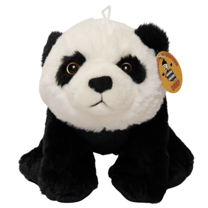 Jucarie de plus Urs Panda, 26 cm, Alb-Negru, mascota moale si pufoasa, material catifelat, ideal pentru cadou copii, colectia animale, ursulet panda