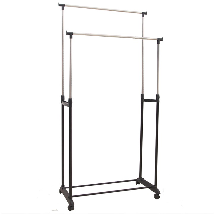 Suport haine metal negru argintiu Svan 80x42x165 cm