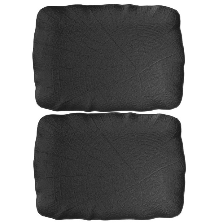 Set 2 platouri dreptunghiulare din portelan Culinaro Willow Black 32x23cm