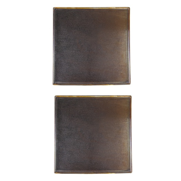 Set 2 platouri patrate pentru prezentare din portelan Culinaro Nyx 28, 5x28, 5xh1, 2cm