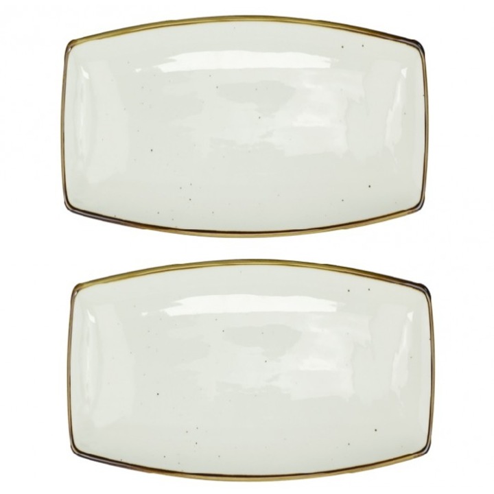 Set 2 platouri portelan dreptunghiulare CULINARO ARIZONA GLISS 36x20xh2, 2cm