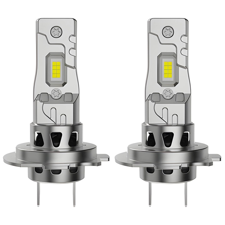 2 db H7-es LED Autólámpa Készlet, 30000LM (300%-kal Fényesebb), Integrált Ventilátorral | CANBUS Technológia, Hibajelzés Nélkül, Hideg Fehér Fény 6500K | Plug & Play Telepítés, IP68 Védettség, 12V
