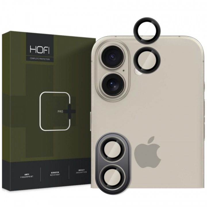 Folie De Protectie Camera Spate Hofi Camring Pro Pentru Apple Iphone 16 Plus 16 Sticla Securizata Neagra XTI Drop