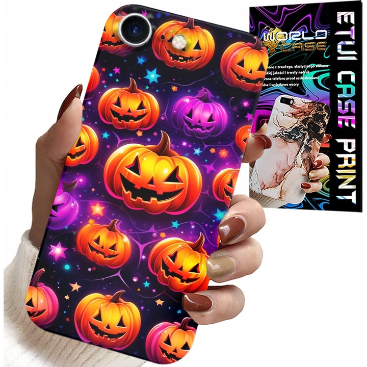 Telefontok, World Case, Halloween, ijesztő tökök, szilikon, iPhone SE/SE2-höz