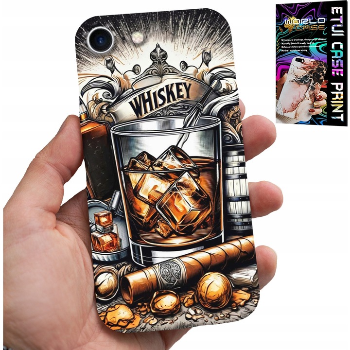 Husa pentru iPhone SE / SE2, World Case, silicon, imprimeu Whisky, 0.2cm