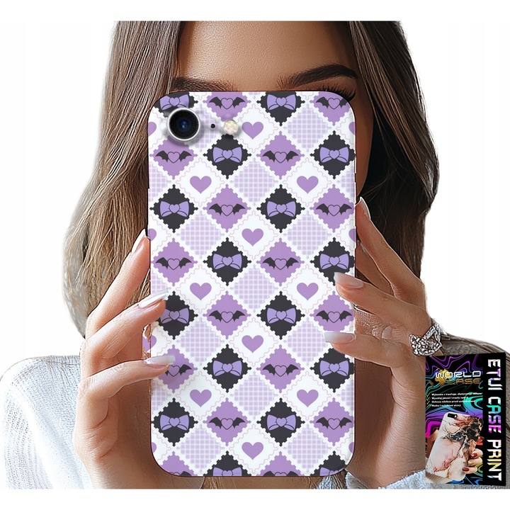 Husa iPhone SE/SE2, World Case, szilikon, szivárvány szív minta, 0,2 cm