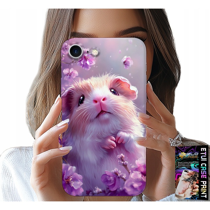 Tok iPhone SE/SE2-hez, World Case, gumi, rágcsáló mintás, 0, 2mm