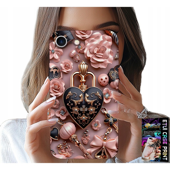 iPhone SE/SE2 tok, World Case, szilikon, szív mintás, női modell