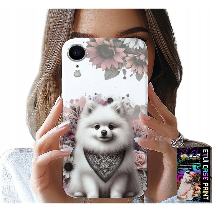 Tok iPhone XR-hez, World Case, gumi, Pomerániai nyomtatás, 0,2cm