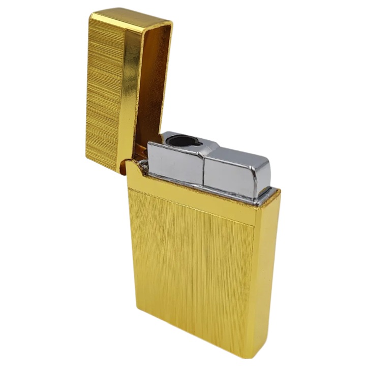 Bricheta gaz, metalica, flacara reglabila, 6x3,5x1,2cm, set cu husa