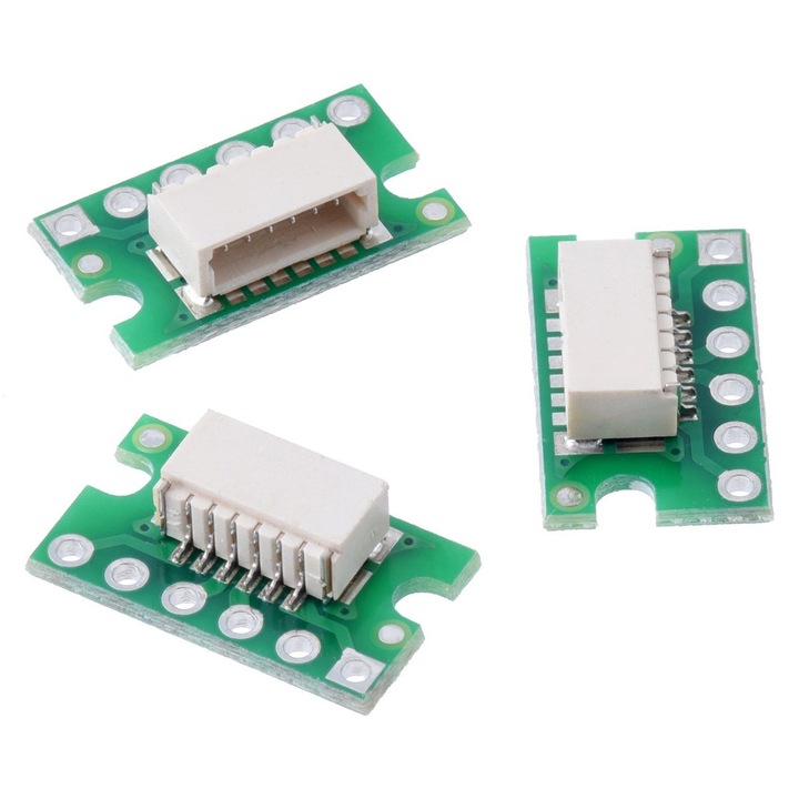 Breakout conector JST SH, Pololu, intrare laterala tata cu 6 pini, 3 buc