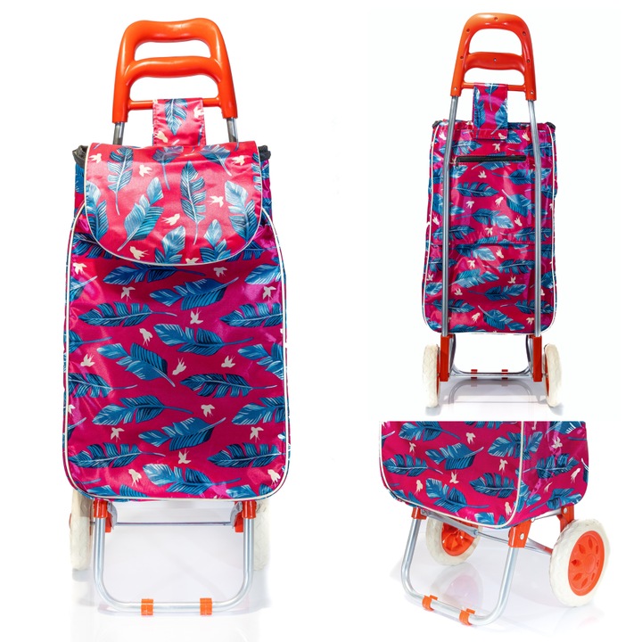 Количка за пазаруване, Пера, 35L, розово-синьо, 54x32x20см