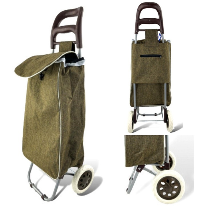 Чанта за пазаруване с колела, 30L, 53x33x19см, бежов