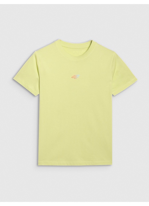 4F halványsárga, pamut, oversize női póló, Halványsárga