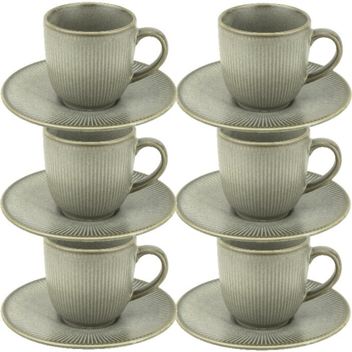 Set 6 cesti cu farfurioare pentru cafea Culinaro Moss 110ml