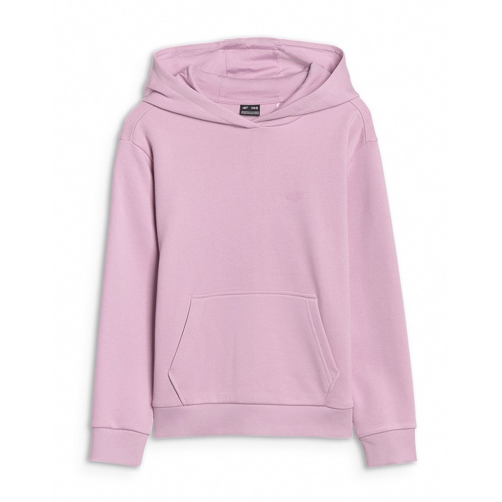 Kapucnis pulover 4F Junior - 53767, Halvány rózsaszín