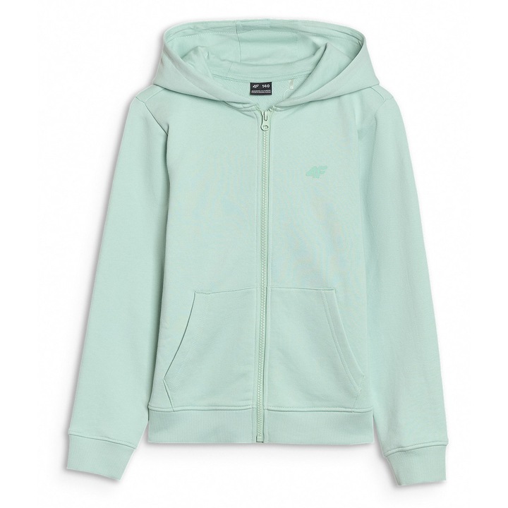 4F Lány kapucnis pulóver - 893454, Mentazöld, 140 CM