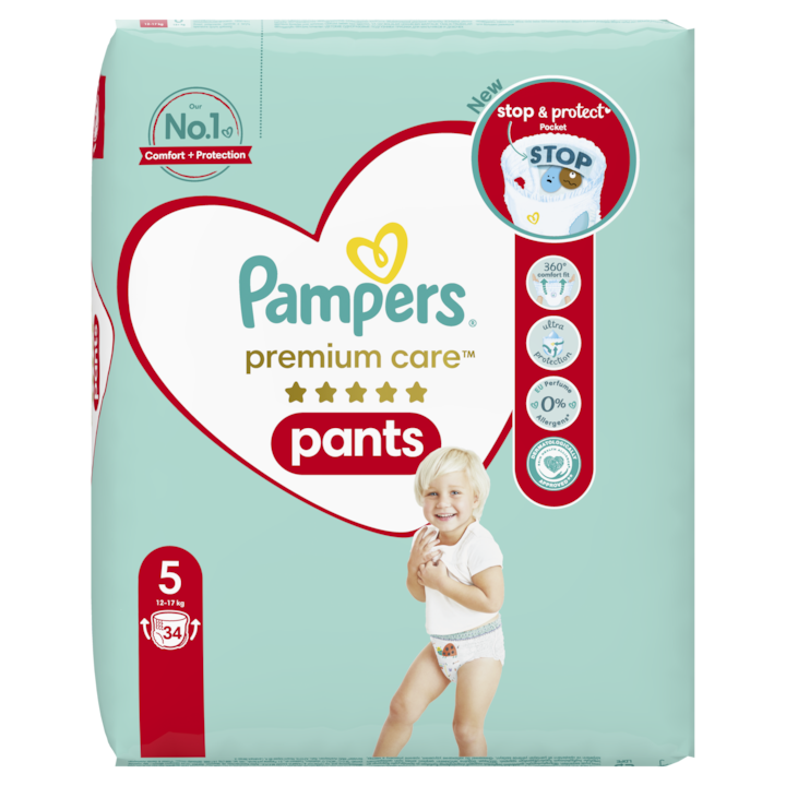 Пелени-гащички Pampers Premium Care Pants Value Pack 5 Junior, 11-18 кг, 34 броя