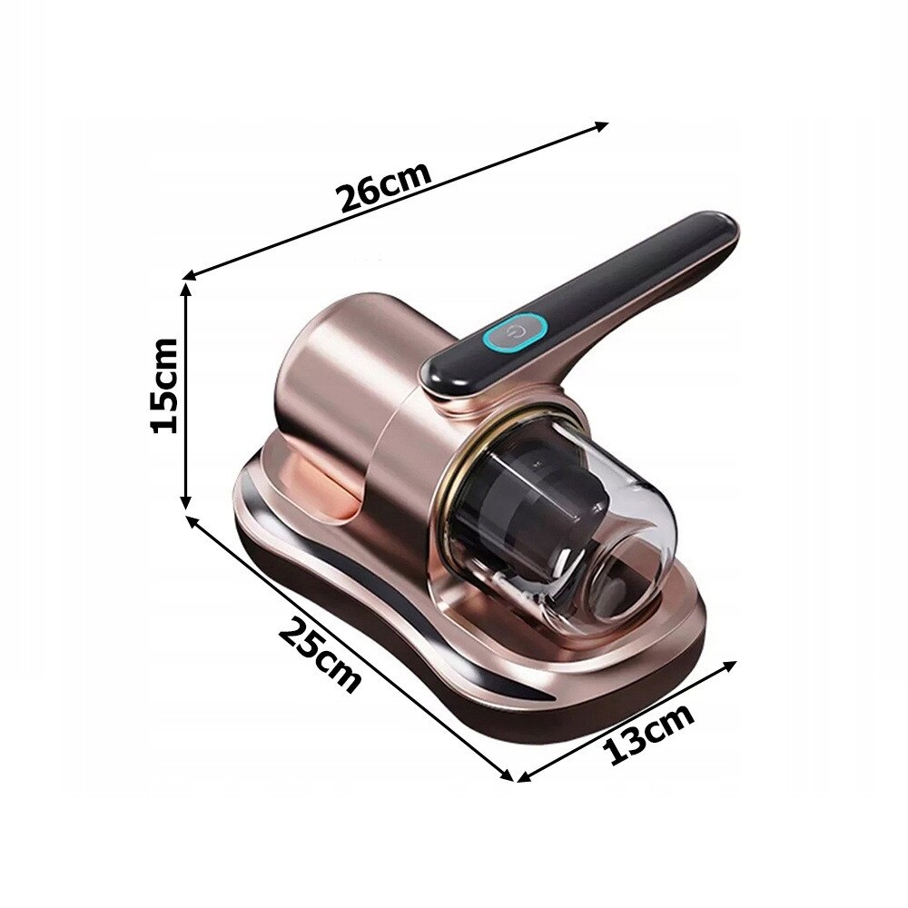 Aspirator antiacarieni pentru persoanele cu alergii, cu raze UV si filtru HEPA KESNUP, reincarcabil la USB, ideal pentru dormitor, lenjerie de pat, perne, canapea, saltea, par animale si praf, pentru curatarea covoarelor, capacitate 0.5L, Rose Gold