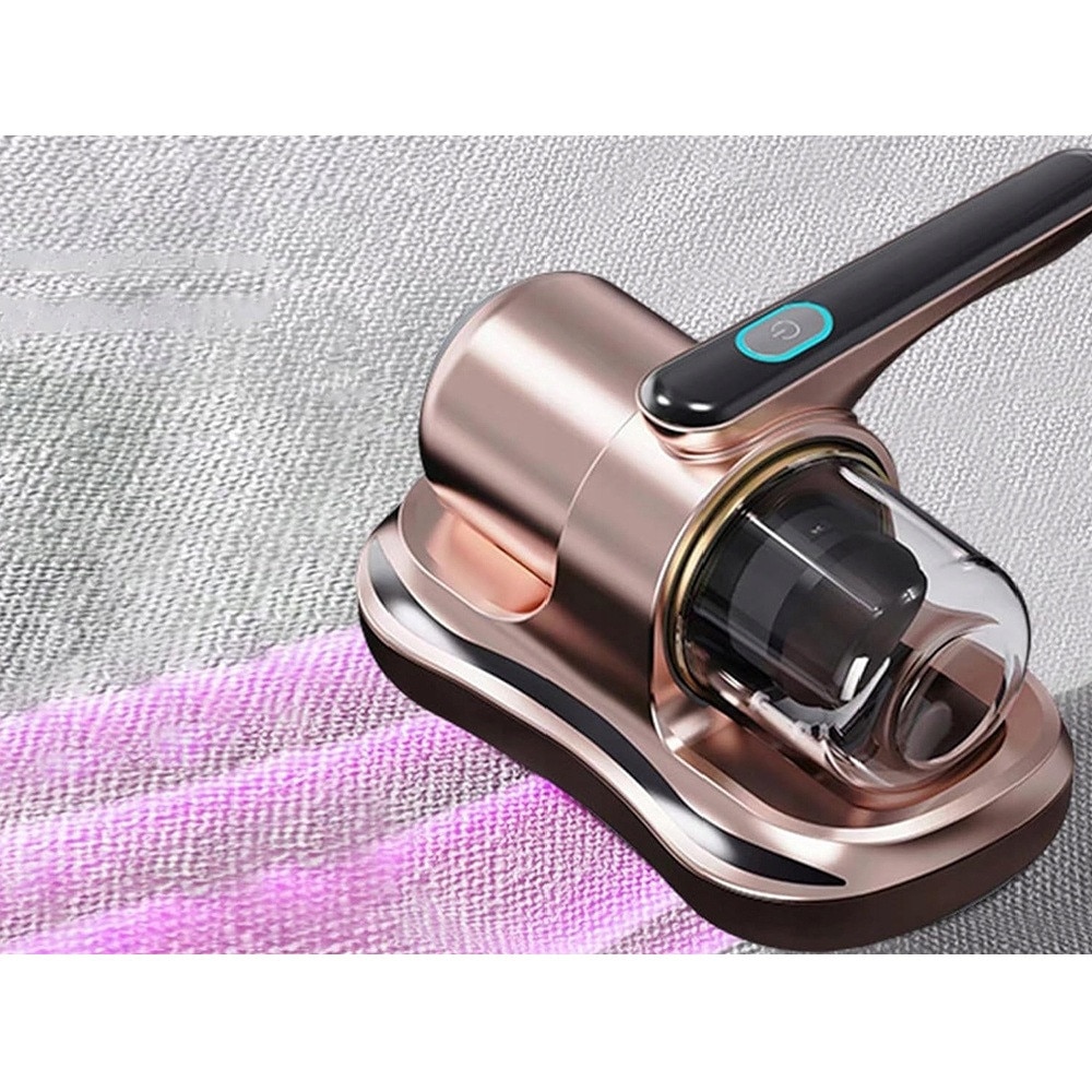 Aspirator antiacarieni pentru persoanele cu alergii, cu raze UV si filtru HEPA KESNUP, reincarcabil la USB, ideal pentru dormitor, lenjerie de pat, perne, canapea, saltea, par animale si praf, pentru curatarea covoarelor, capacitate 0.5L, Rose Gold