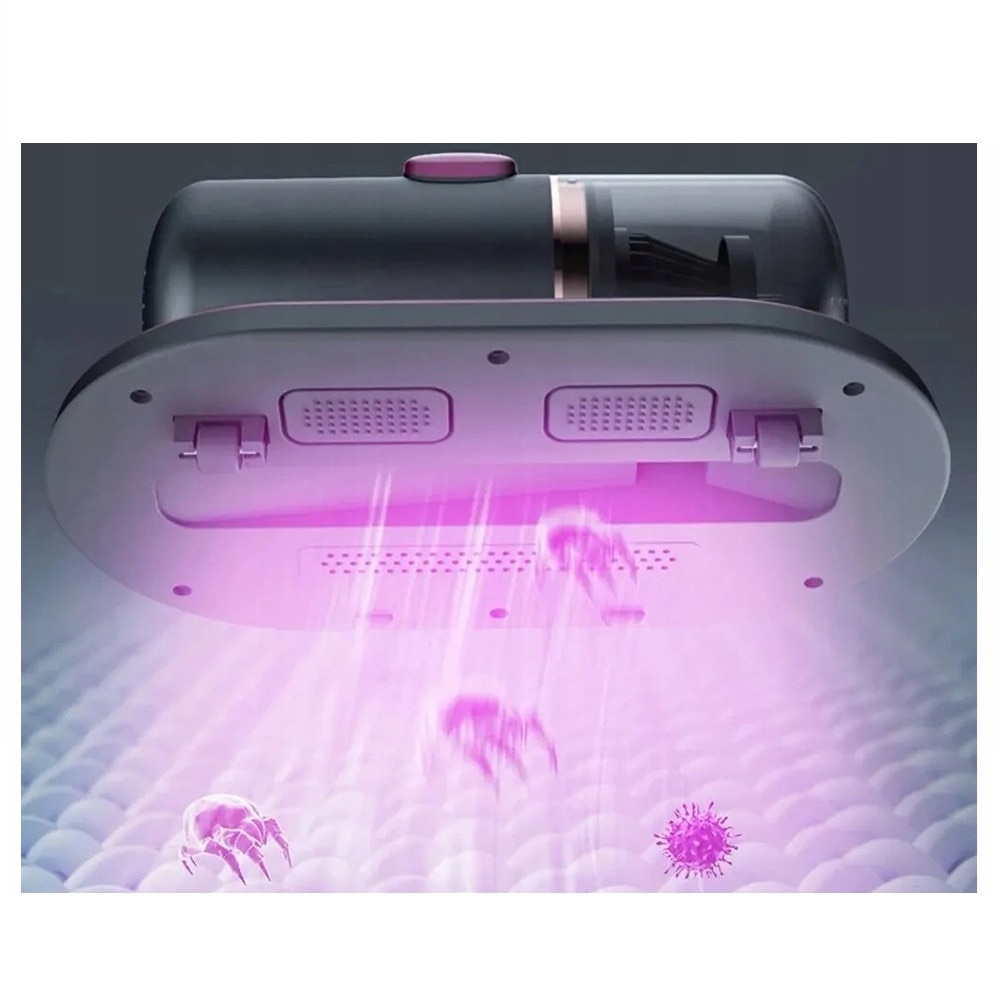 Aspirator antiacarieni pentru persoanele cu alergii, cu raze UV si filtru HEPA KESNUP, reincarcabil la USB, ideal pentru dormitor, lenjerie de pat, perne, canapea, saltea, par animale si praf, pentru curatarea covoarelor, capacitate 0.5L, Rose Gold