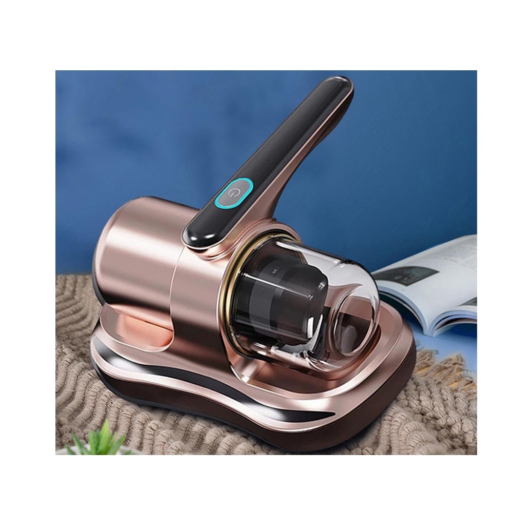 Aspirator antiacarieni pentru persoanele cu alergii, cu raze UV si filtru HEPA KESNUP, reincarcabil la USB, ideal pentru dormitor, lenjerie de pat, perne, canapea, saltea, par animale si praf, pentru curatarea covoarelor, capacitate 0.5L, Rose Gold
