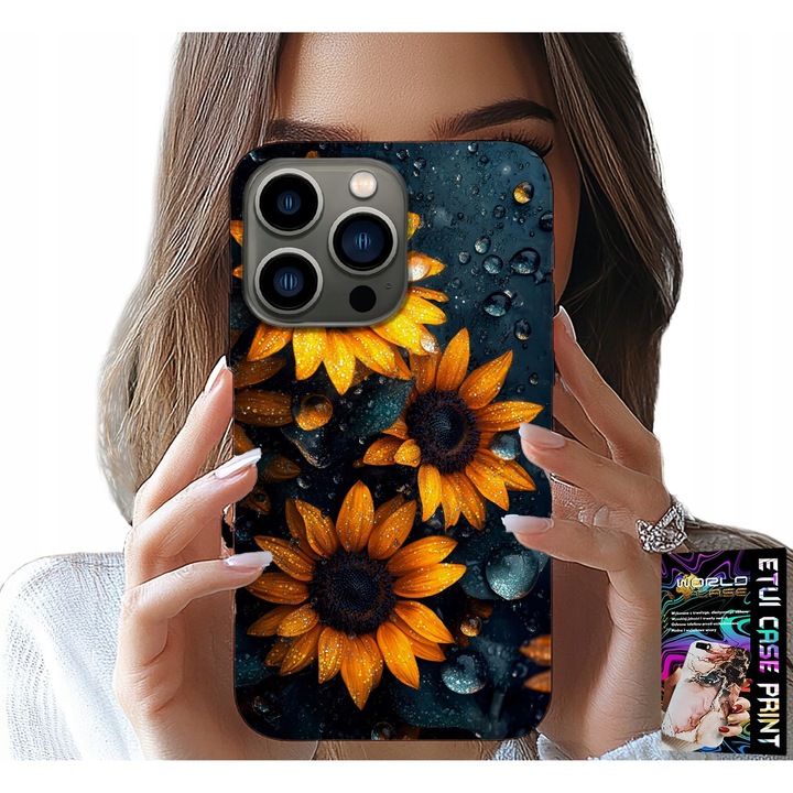 Carcasa pentru iPhone 15 Pro Max, World Case, Floarea Soarelui, silicon, model floral