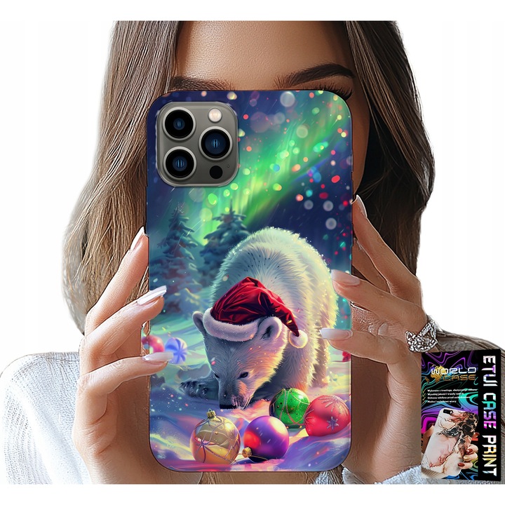 Husa iPhone 13 Pro Max, World Case, többszínű, szilikon, karácsonyi gömbökkel