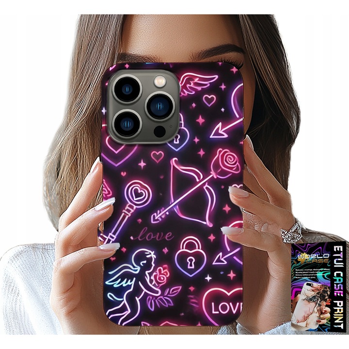 Husa pentru iPhone 15 Pro Max, World Case, Cupid mintás, szilikon