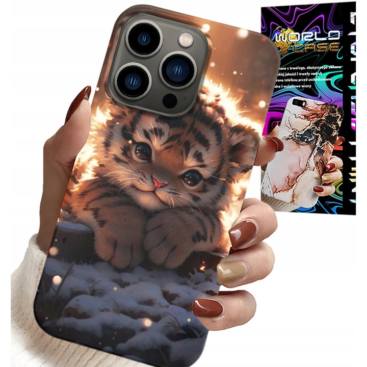 iPhone 14 Pro nyomtatott tok, World Case, gumi, Sweet Tiger minta, 0, 2cm
