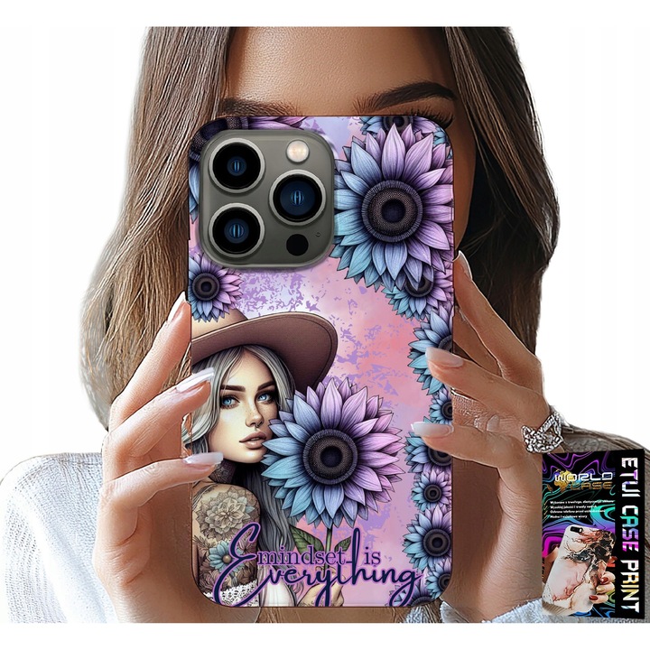 Telefontok, World Case, iPhone 14 Pro, napraforgó mintás, szilikon