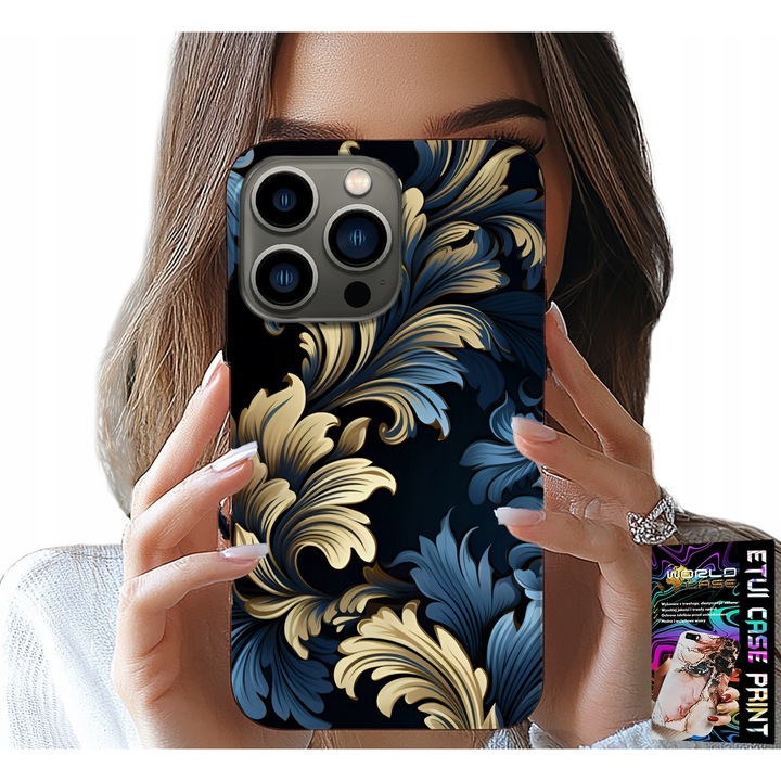 iPhone 16 Pro Max tok, World Case, elegáns arany dizájn, szilikon anyag, etui típus