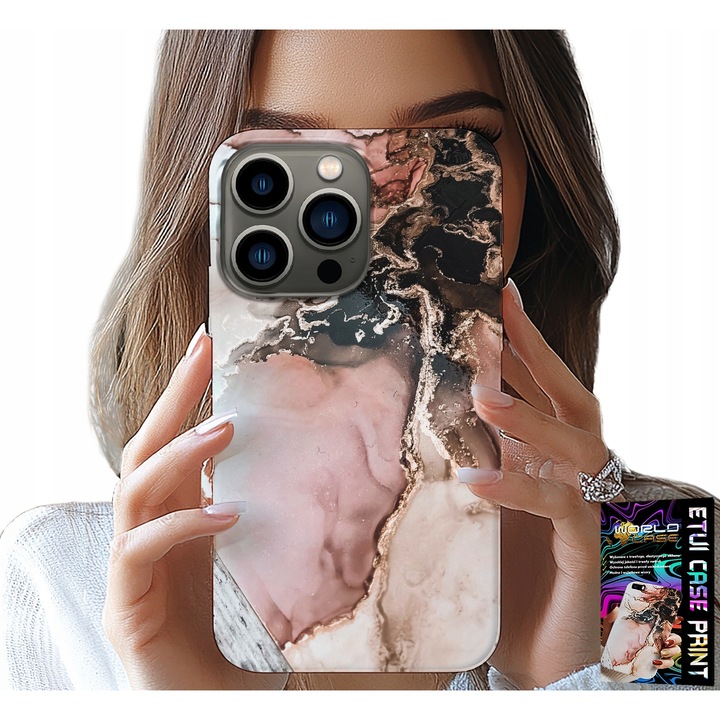 Carcasa pentru iPhone 15 Pro Max, World Case, marmură fashion, silicon, multicolor