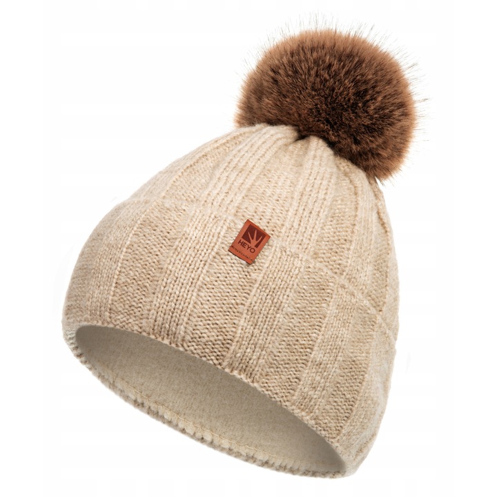 Caciula de dama, Heyo, h24514, universala, 76% acril, 12% nailon, 12% material elite, pompom elegant, izolatie interioara din fleece, productie poloneza, calduroasa, elastica, culoare: alb, setul contine: 1 bucata, material: