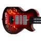 Електрическа китара с LED за деца "LikeSmart LED Guitar" – 8 звука, 8 мелодии, инфрачервен сензор, цветни светлини, презрамка, интерактивна музикална играчка, червено/черно