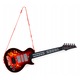 Електрическа китара с LED за деца "LikeSmart LED Guitar" – 8 звука, 8 мелодии, инфрачервен сензор, цветни светлини, презрамка, интерактивна музикална играчка, червено/черно