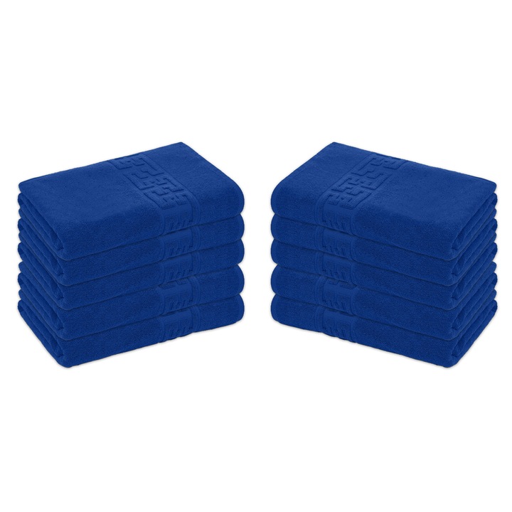Set 10 Prosoape Baie, Bumbac 100%, 50x90cm, 500g/m², Greek - Albastru inchis